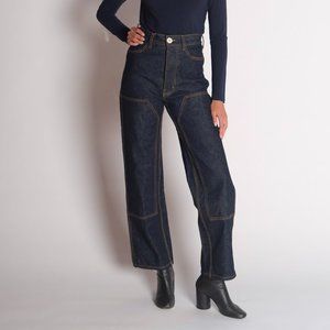 JESSE KAMM PATCHFRONT HANDY PANTS IN DARK BLUE DENIM